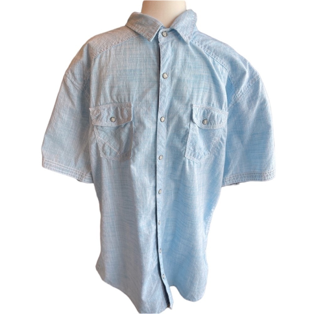 BKE Athletic Fit men’s XL button down short sleeved shirt, blue